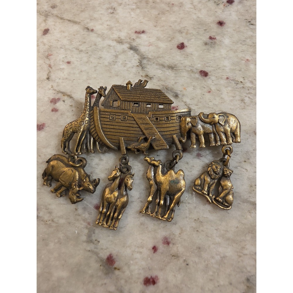 Vintage Noah's Ark Animal Charm Brooch